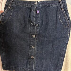 Denim Button-Front Skirt